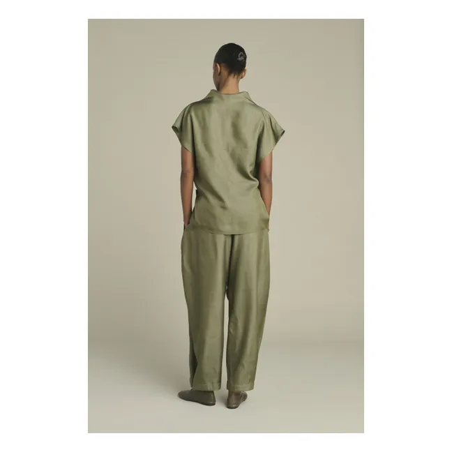 Pantalon Vernon Soie | Vert de gris