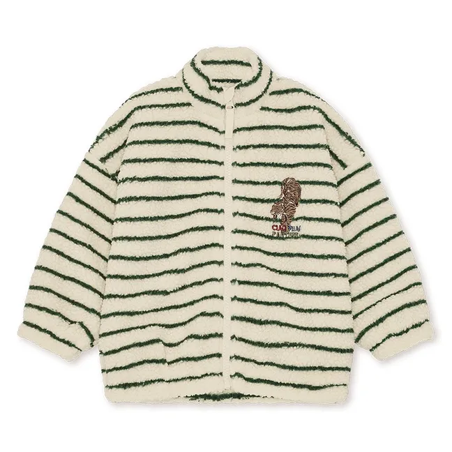 Veste Façon Sherpa Jody Rayée Fibres Recyclées | Ecru