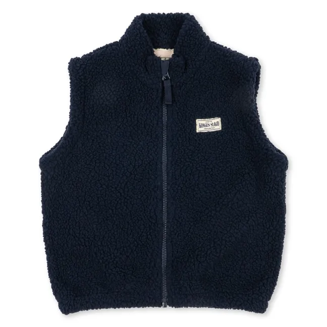 Veste Sans Manches Façon Sherpa Jody Solid Fibres Recyclées | Bleu foncé
