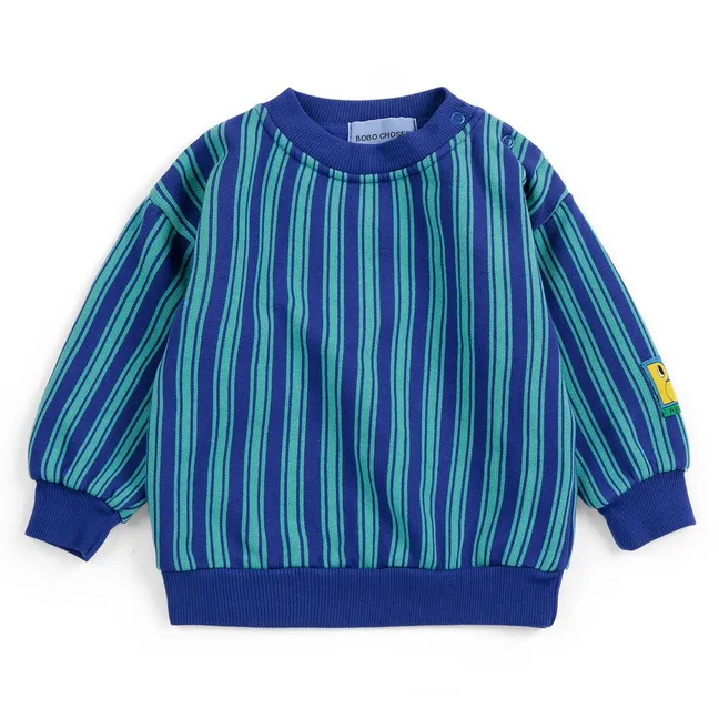 Organic cotton striped sweatshirt | Blue