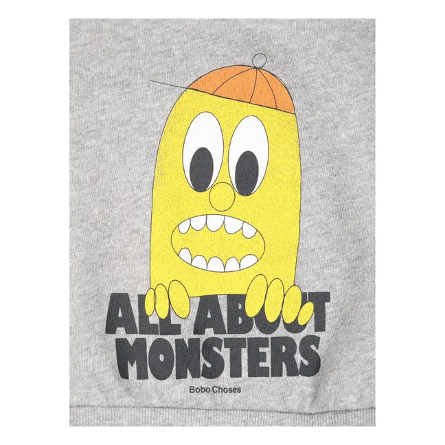 Sweat All About Monsters Coton Bio Bébé | Heather grey