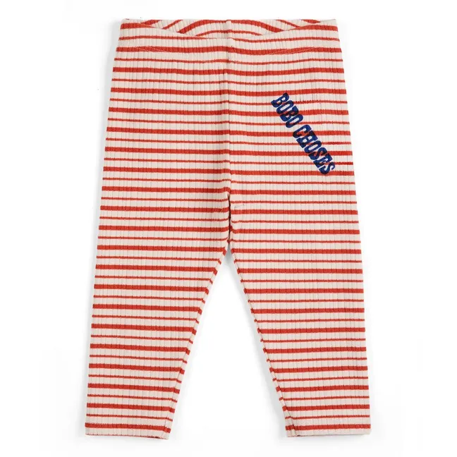 Legging Côtelé Rayé Coton Bio Bébé | Rouge