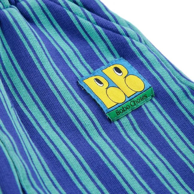 Jogger Rayé Coton Bio | Bleu