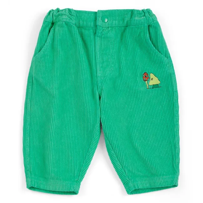 Pantalon Champignons Velours Côtelé Coton Bio | Vert