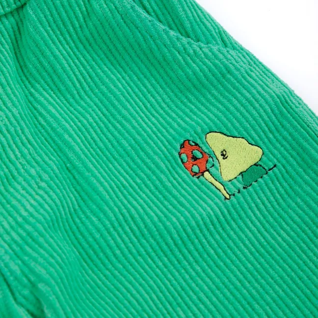 Pantalon Champignons Velours Côtelé Coton Bio | Vert