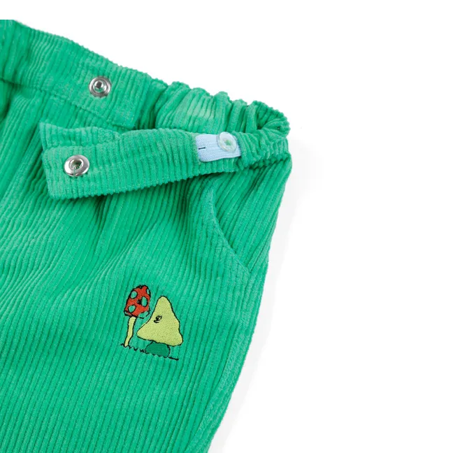 Pantalon Champignons Velours Côtelé Coton Bio | Vert