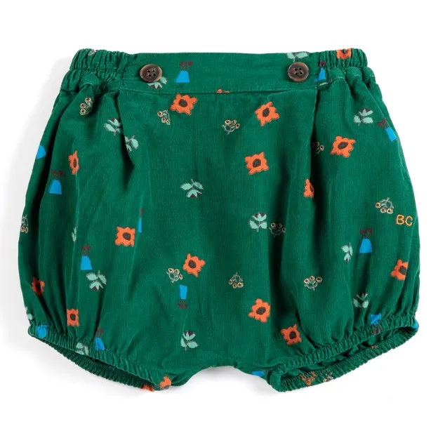 Bloomer Fleuri Velours Côtelé Coton Bio | Vert