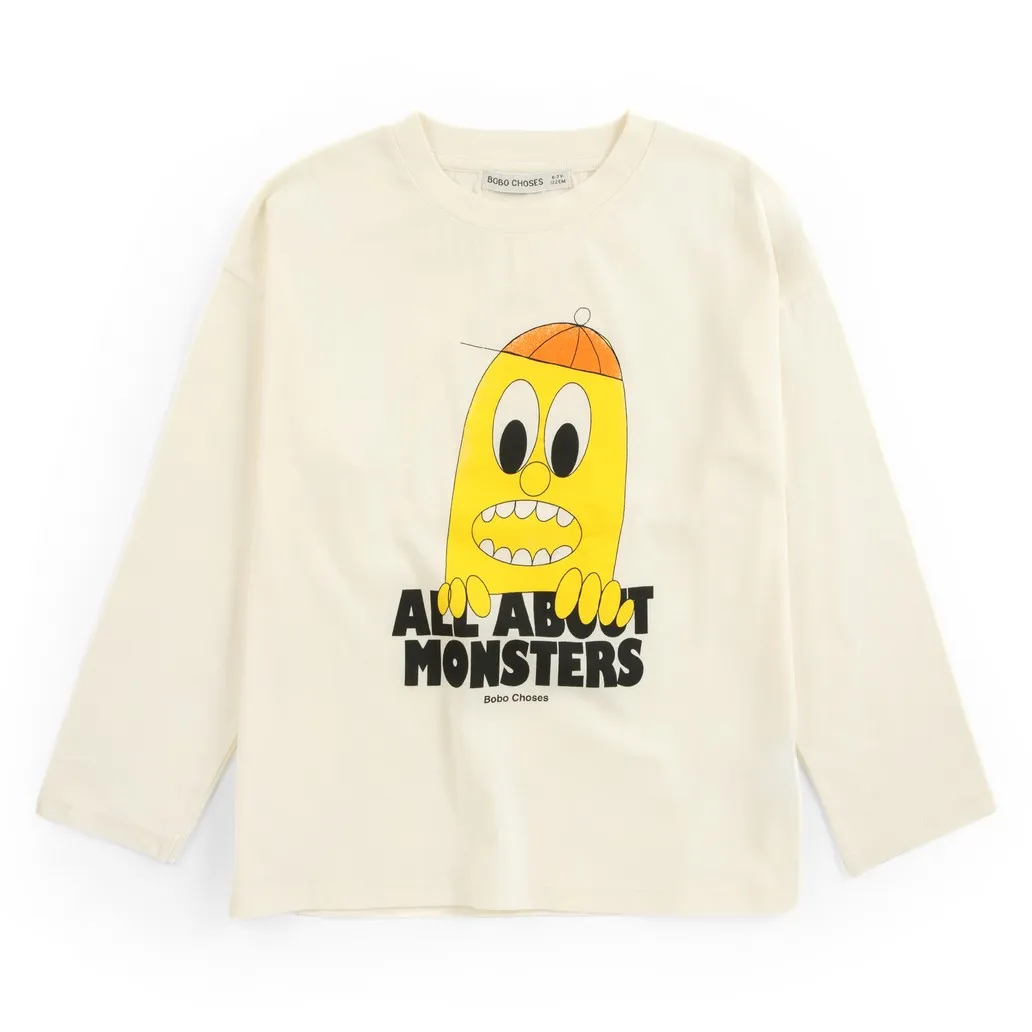 Bobo Choses Ecru Lemon T-Shirt All About Monsters Organic Cotton