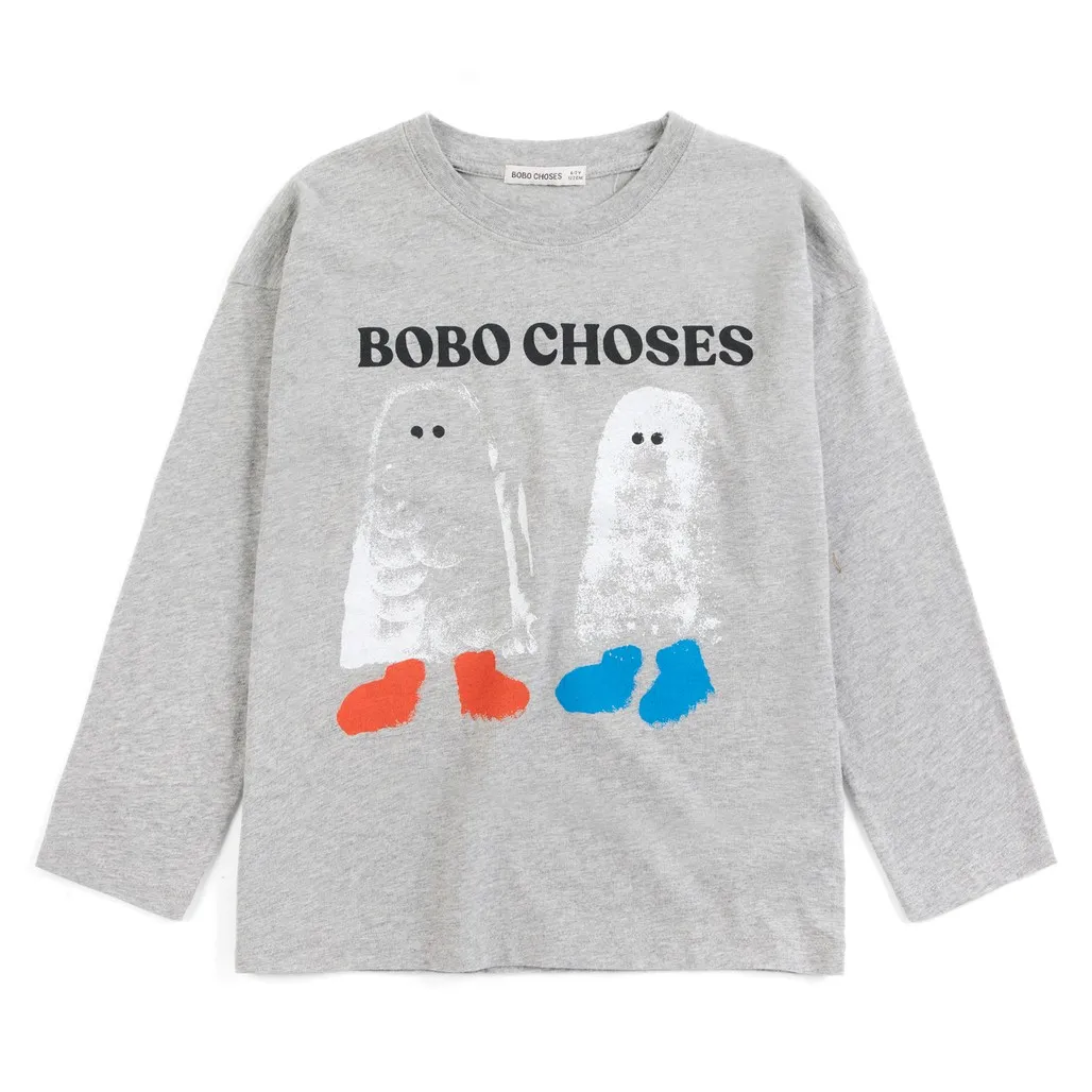 Bobo Choses Heather Grey Organic Cotton Ghost T-Shirt