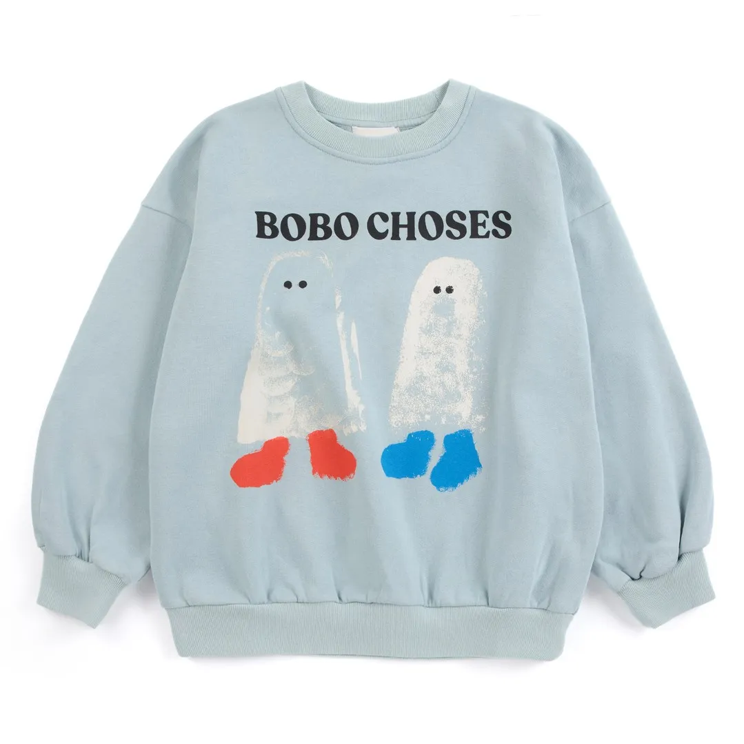 Bobo Choses Light Blue Organic Cotton Ghost Sweatshirt