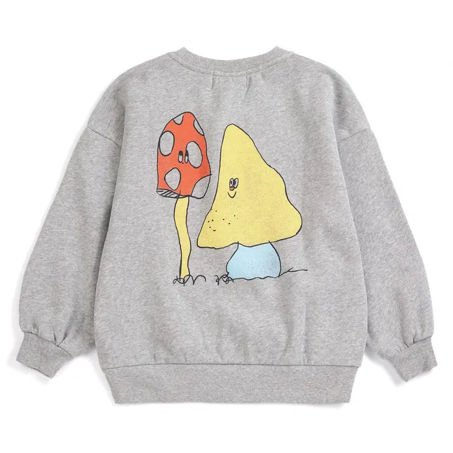 Sweat Champignons Coton Bio | Gris chiné