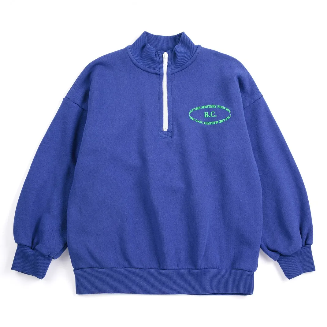 Bobo Choses Navy Blue B.c. Organic Cotton Zipped Sweatshirt