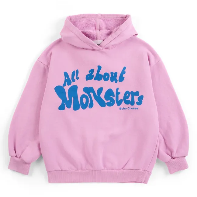 Sweat Capuche All About Monsters Coton Bio | Rose