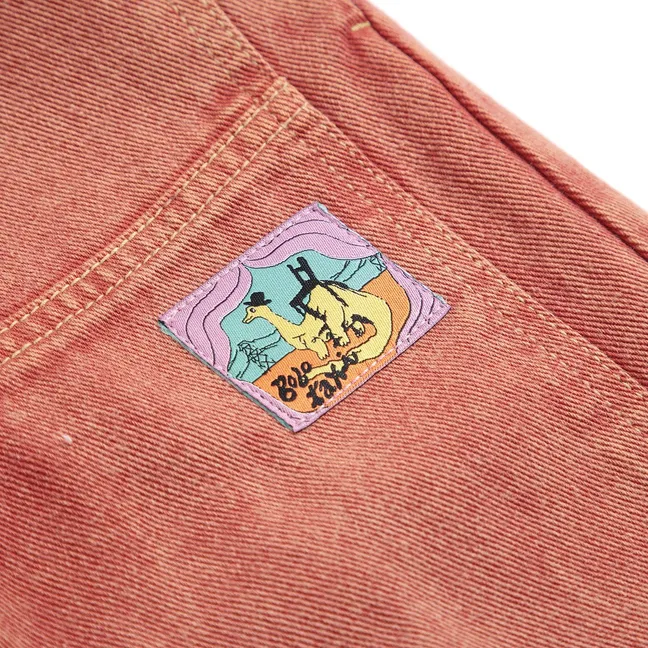 Pantalon Empiècements Twill Coton Bio | Rouge