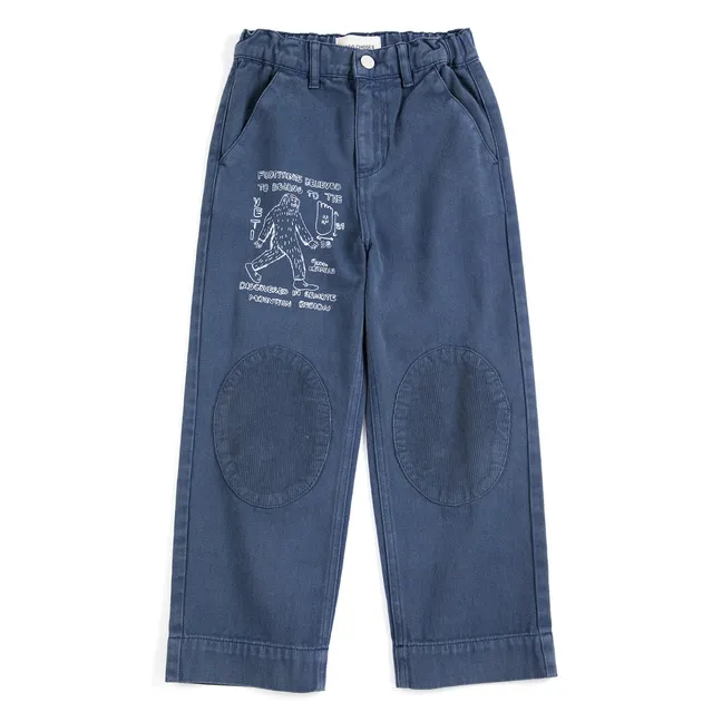 Pantalon Patchs Coton Bio | Bleu