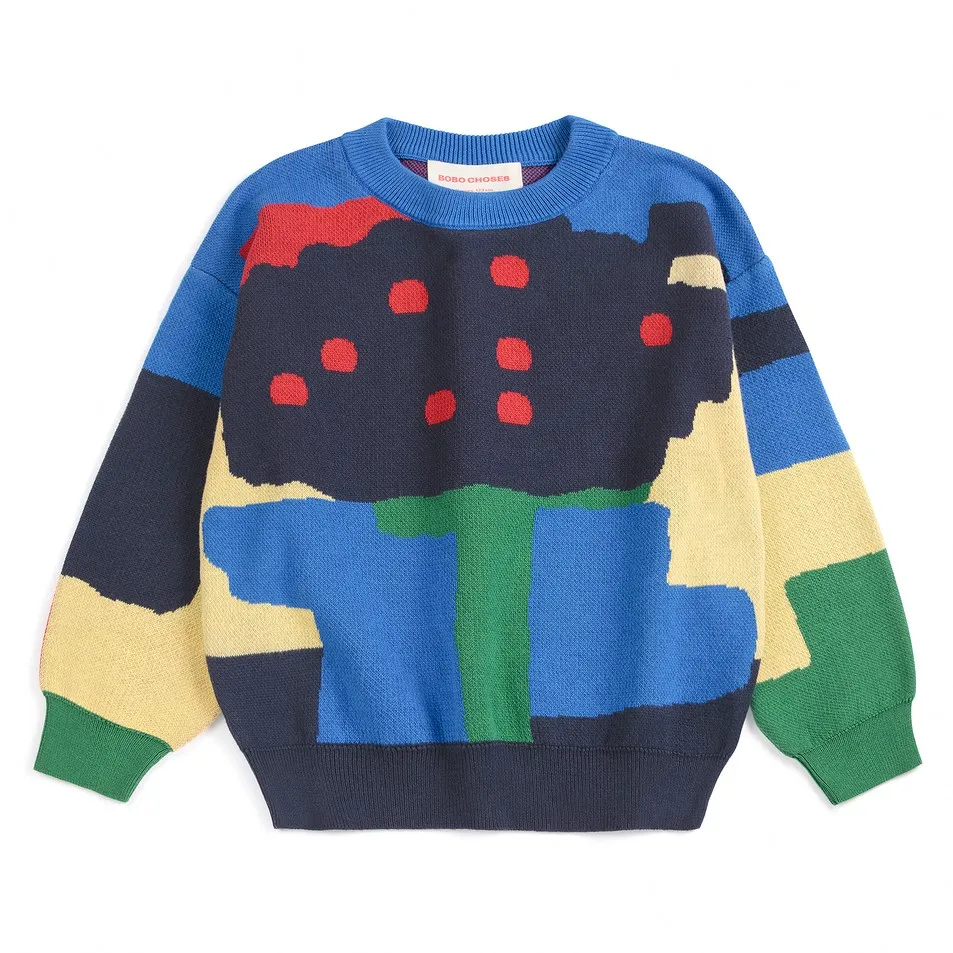 Bobo Choses Blue Camouflage Organic Cotton Sweater