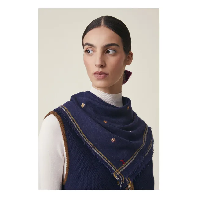 Foulard Chelsea N°815 Laine | Bleu marine