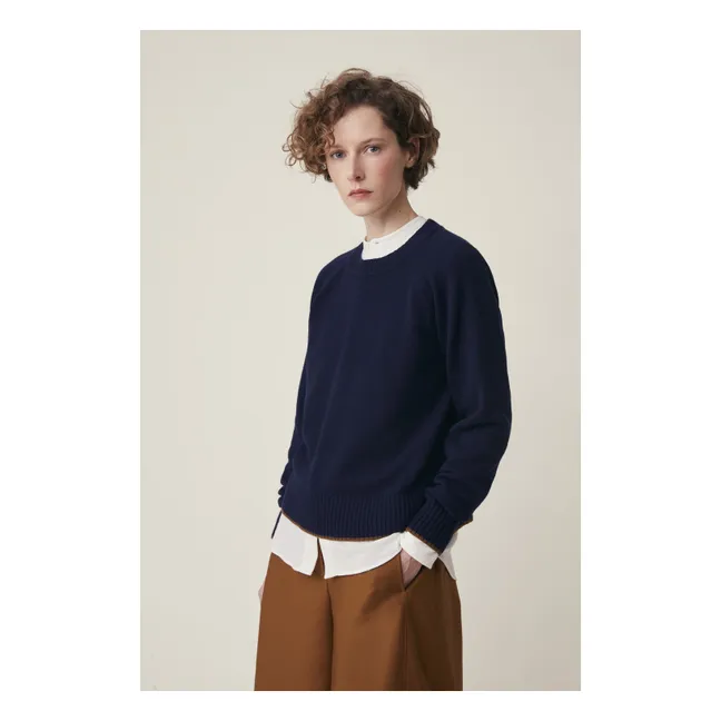 Pull Helen N°229 Laine Mérinos | Bleu marine
