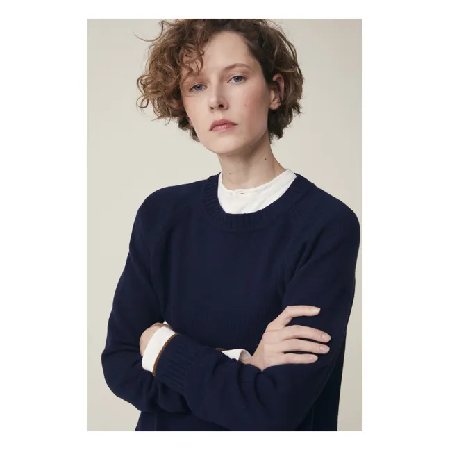 Pull Helen N°229 Laine Mérinos | Bleu marine