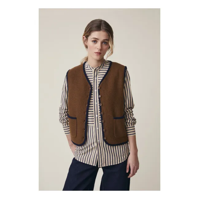 Gilet Angèle N°232 Laine Mérinos | Marron