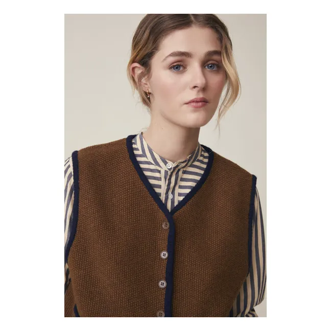 Gilet Angèle N°232 Laine Mérinos | Marron