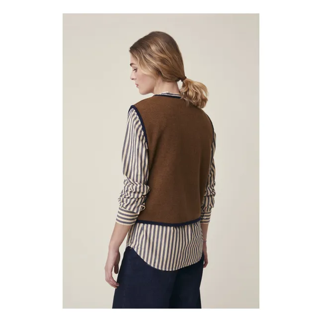 Gilet Angèle N°232 Laine Mérinos | Marron