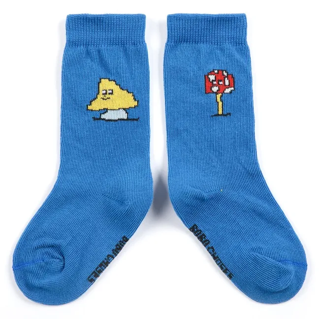 Chaussettes Champignons Coton Bio | Bleu