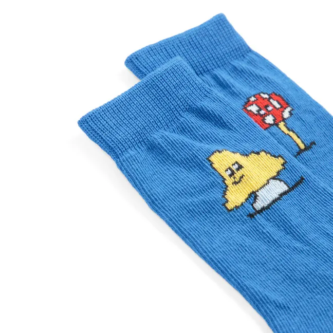 Chaussettes Champignons Coton Bio | Bleu
