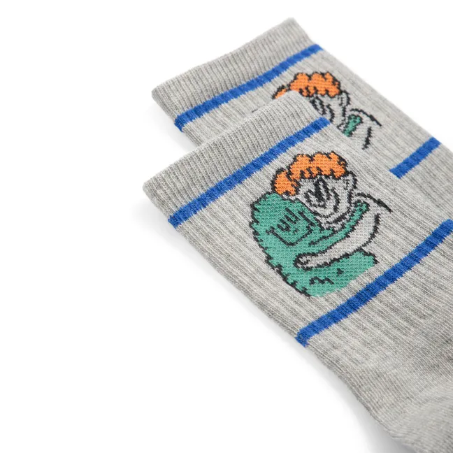 Chaussettes Monstres Coton Bio | Gris chiné
