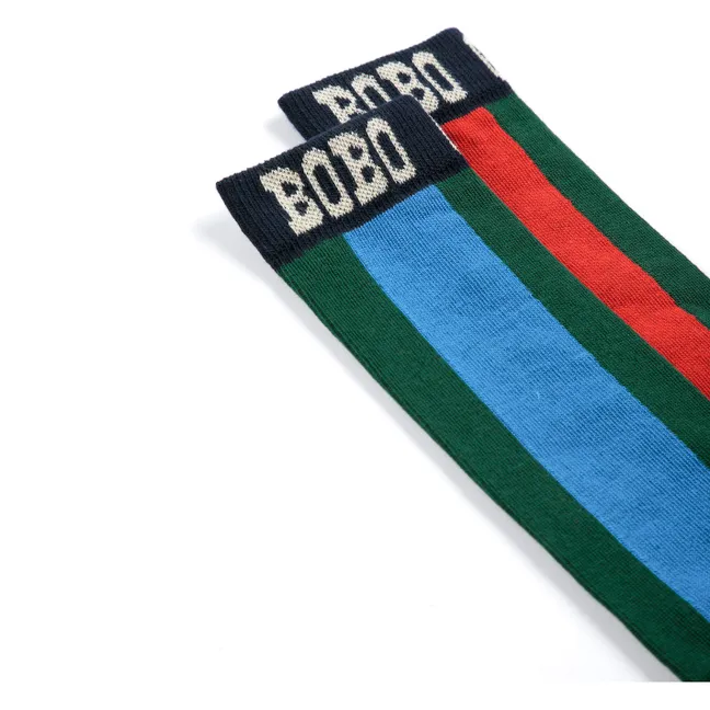Calcetines Bobo Top de algodón orgánico a rayas | Verde