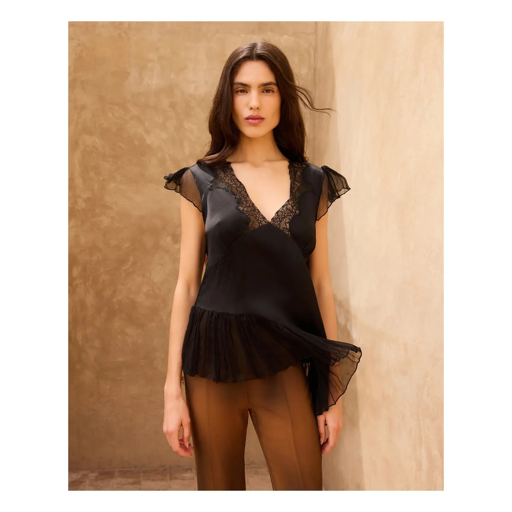Top Sibilla Soie | Noir- Image produit n°3
