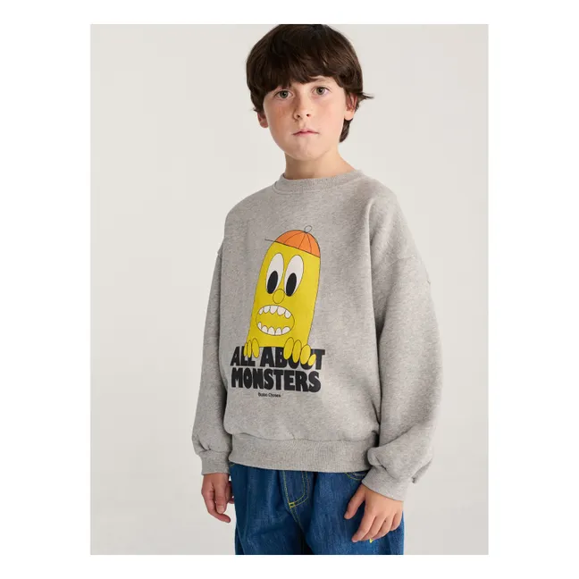 Sweat All About Monsters Coton Bio | Gris chiné