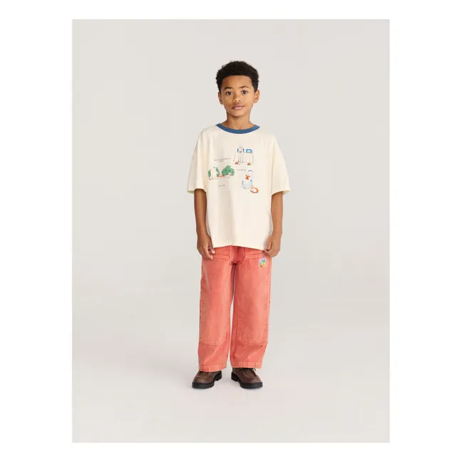 Pantalon Empiècements Twill Coton Bio | Rouge