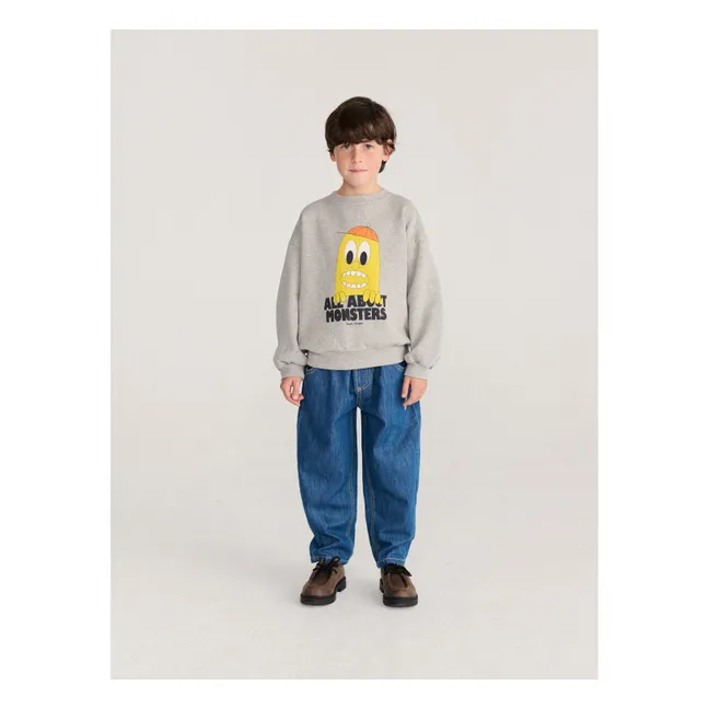 Sweat All About Monsters Coton Bio | Gris chiné