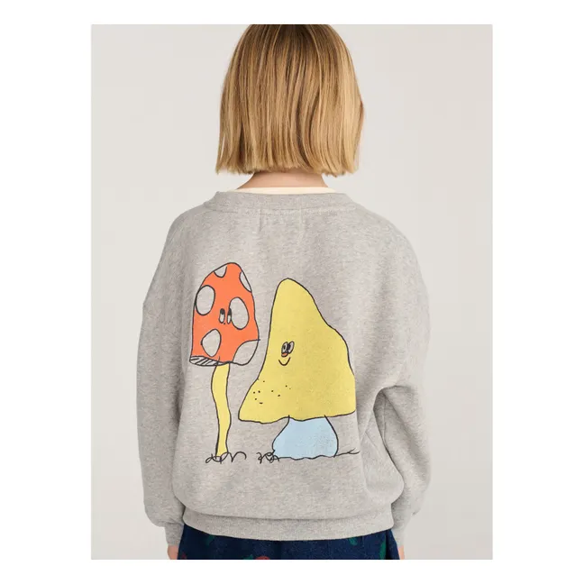 Sweat Champignons Coton Bio | Gris chiné