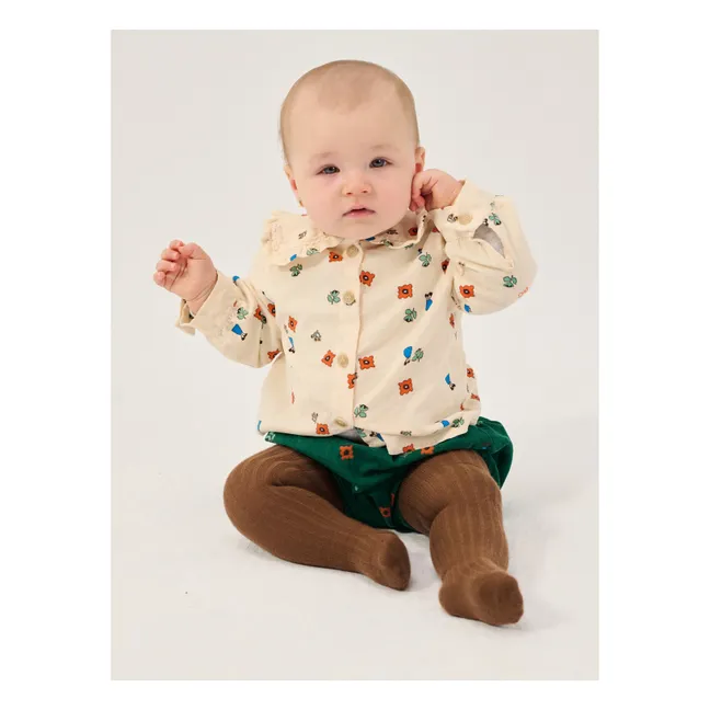 Bloomer Fleuri Velours Côtelé Coton Bio | Vert