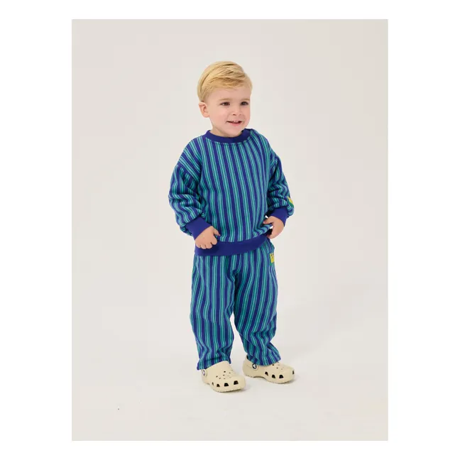 Organic cotton striped sweatshirt | Blue