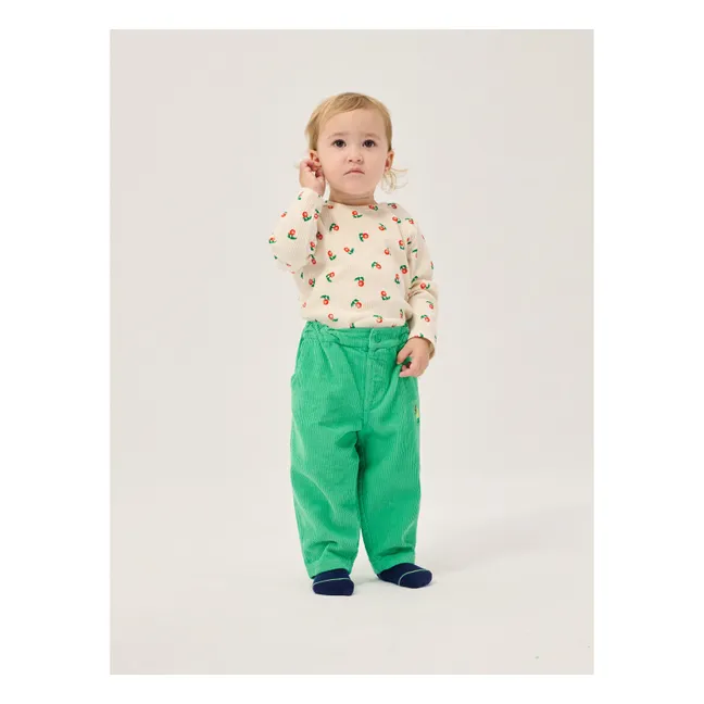 Pantalon Champignons Velours Côtelé Coton Bio | Vert