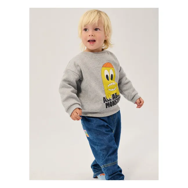 Sweat All About Monsters Coton Bio Bébé | Heather grey