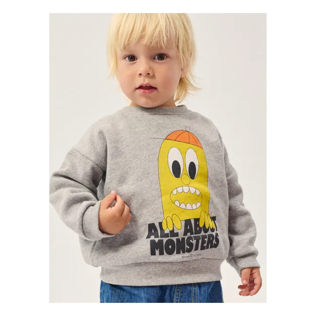 Sweat All About Monsters Coton Bio Bébé | Heather grey