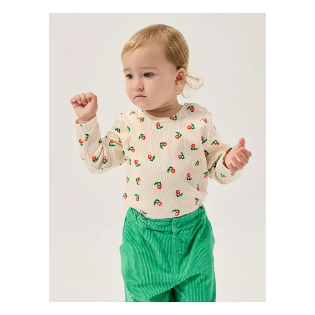Pantalon Champignons Velours Côtelé Coton Bio | Vert