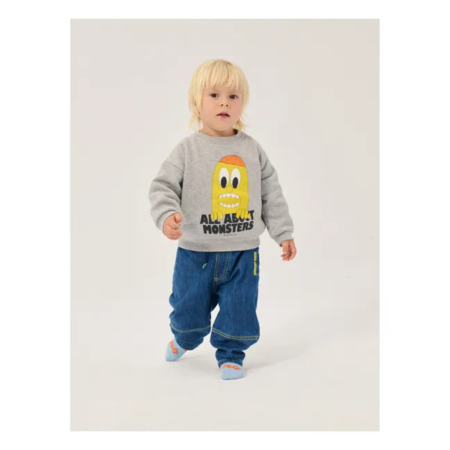 Sweat All About Monsters Coton Bio Bébé | Heather grey