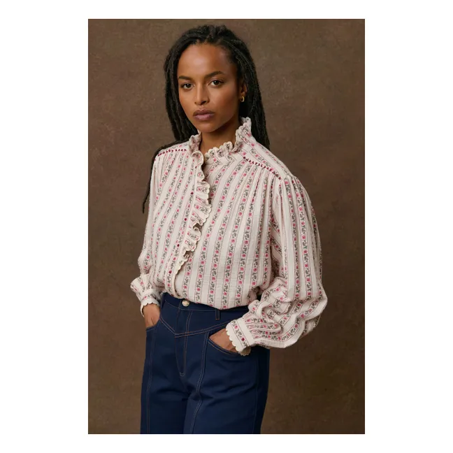 Blouse Rayures Cora Coton Bio | Crème