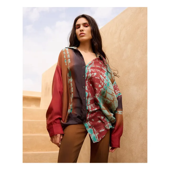 Chemise Plis Soie | Rouge