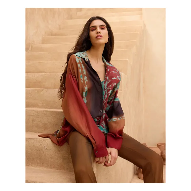 Chemise Plis Soie | Rouge