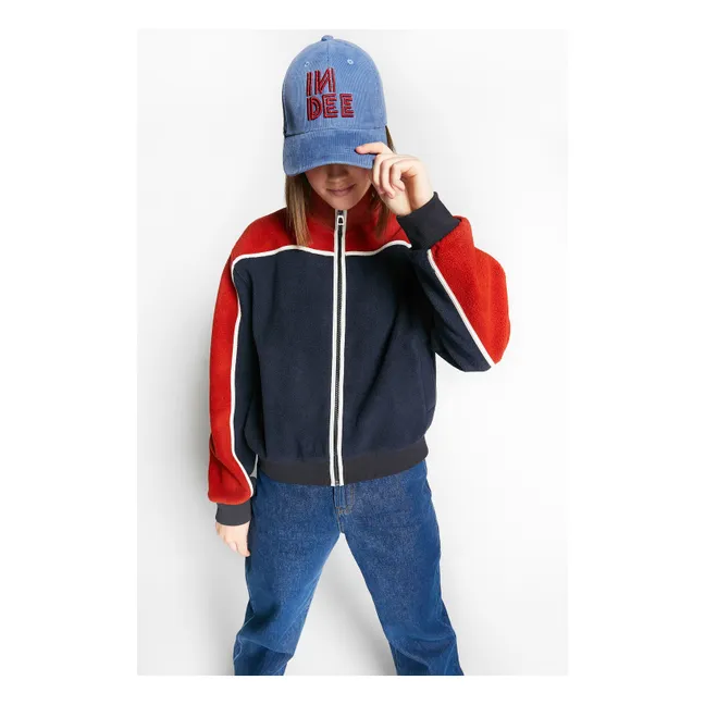 Waffle Zip-Up Jacket | Navy blue