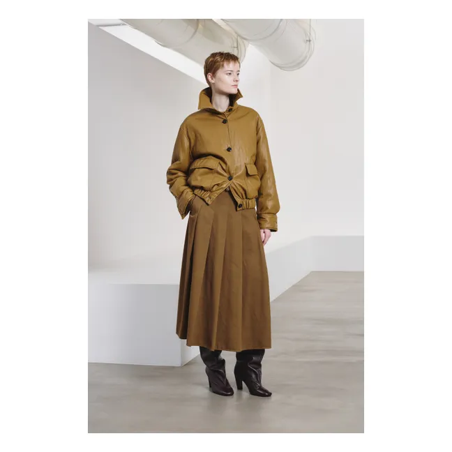 Jupe Plissée Coton et Laine | Marron