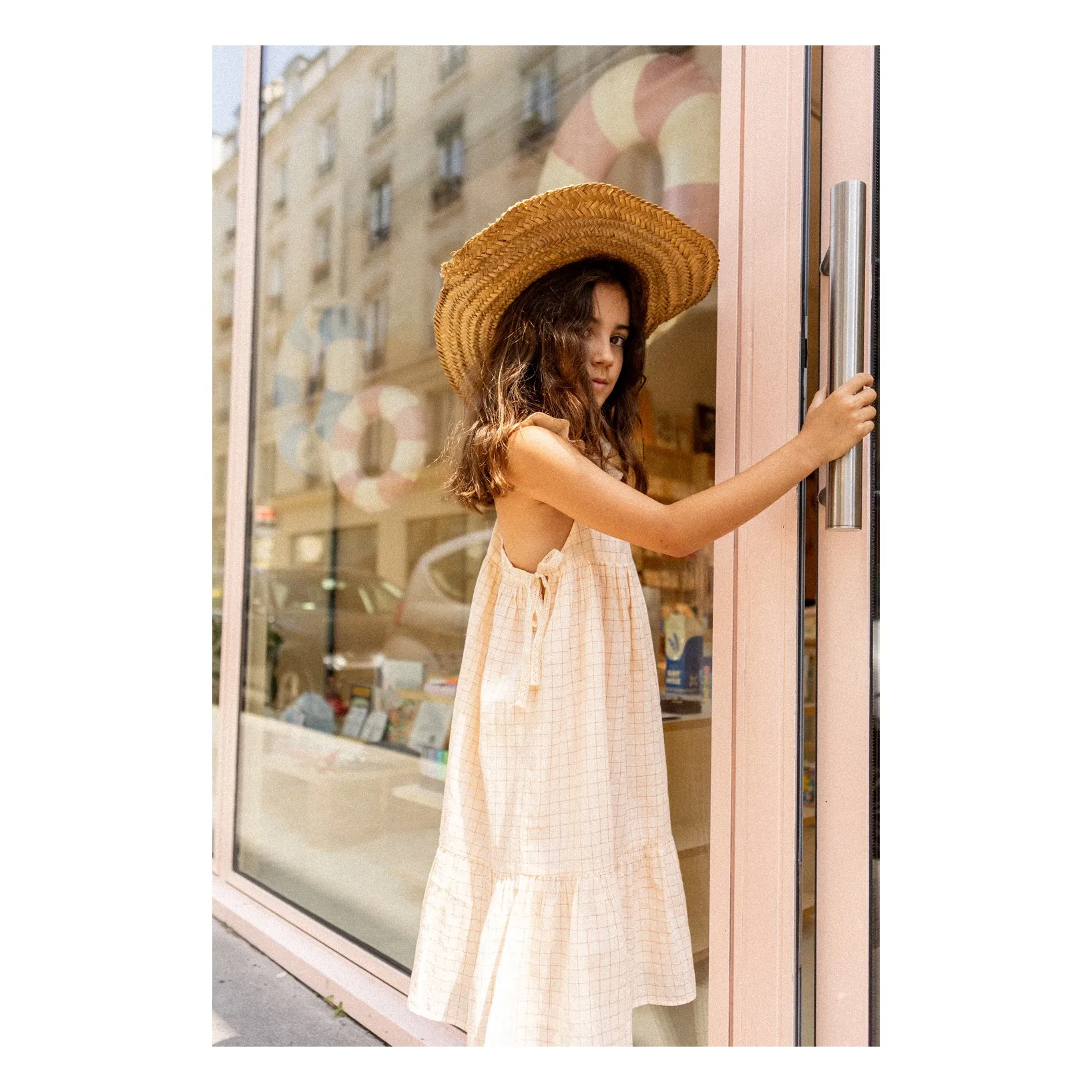 Robe Caitlyn Carreaux Lurex | Rose pâle- Image produit n°5