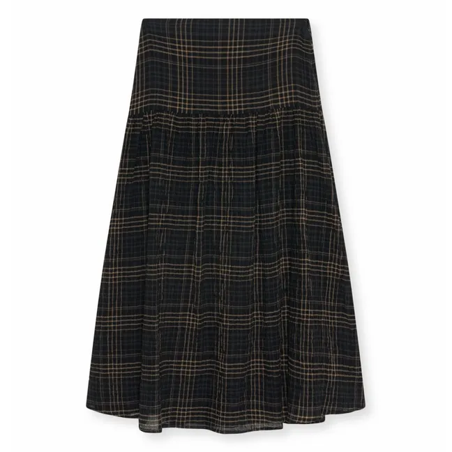 Jupe Carreaux Aira Coton | Gris