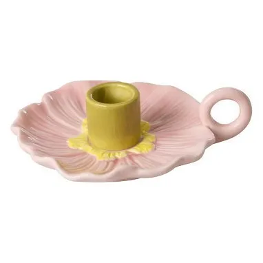 Portavelas de cerámica con forma de flor | Rosa